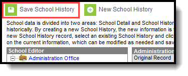 screenshot of saving school history.