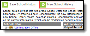 Screenshot of the New School History.
