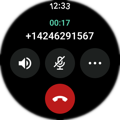 watch screen displaying ongoing call information