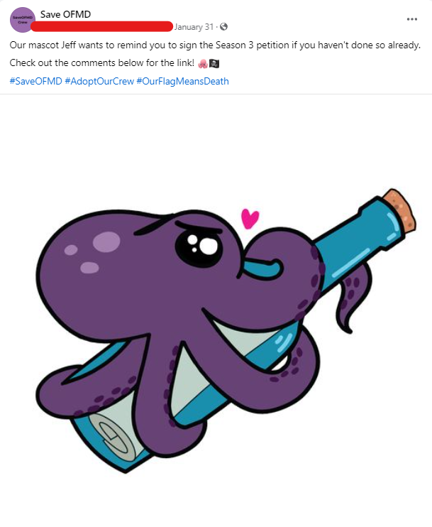 An illustration of a purple octopus with a small pink heart next to his face. His tentacles are wrapped around a blue glass bottle with a rolled-up letter inside.