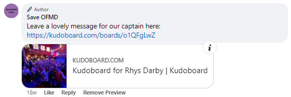 Leave a lovely message for our captain here: https://kudoboard.com/boards/o1QFgLwZ