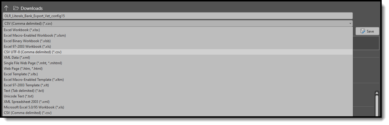 Screenshot of saving the file as a CSV UTF-8 file