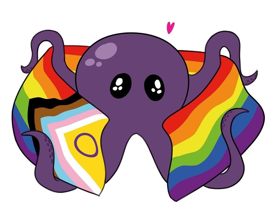 ALT TXT: We have a birthday boy in the house! 🐙🎉  Today is our sweet mascot Jeff the Kraken's birthday, and you're all invited!  Send your birthday wishes via our profiles. Please show us if you draw/make him something, he'll love anything you send him! 🐙💜  linktr.ee/saveofmdcrew  More about Jeff in @snejpowa_art's post!  #SaveOFMD #OurFlagMeansDeath #OurFlagMeansJeff #JeffTheKraken