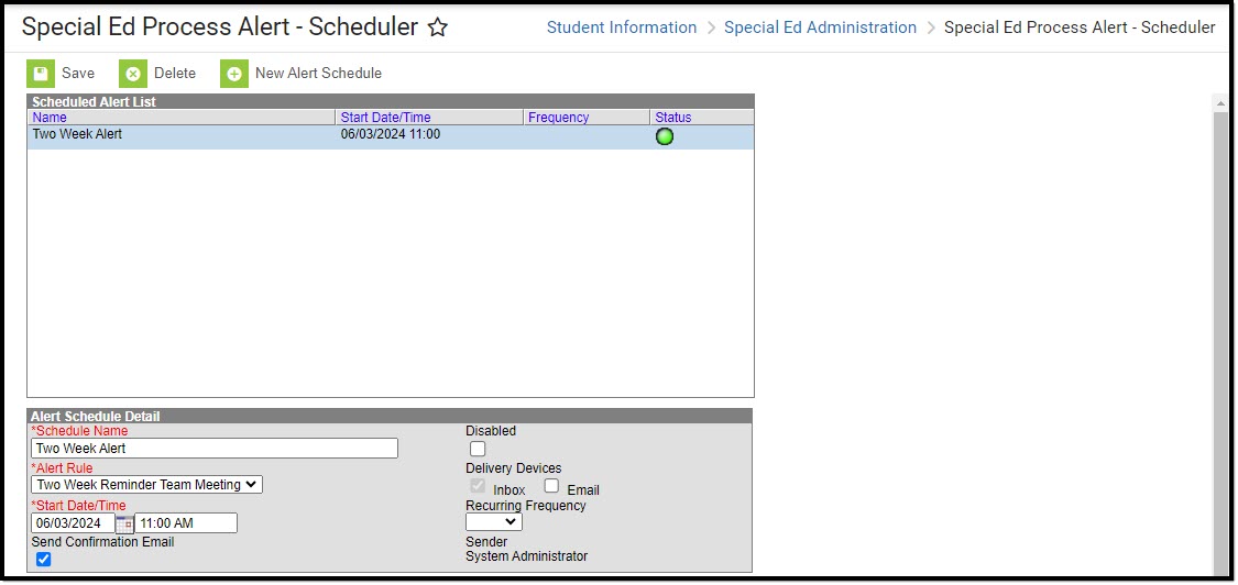 Screenshot of the Process Alerts Scheduler tool.
