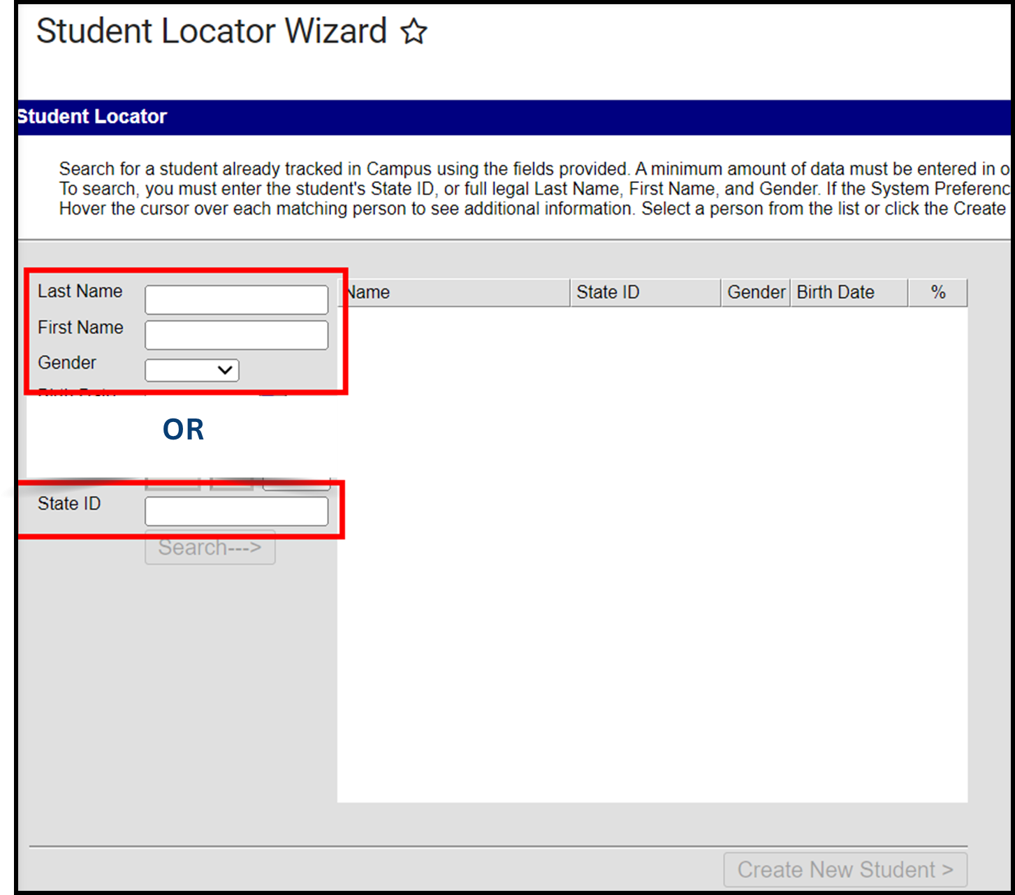 Student locator wizard