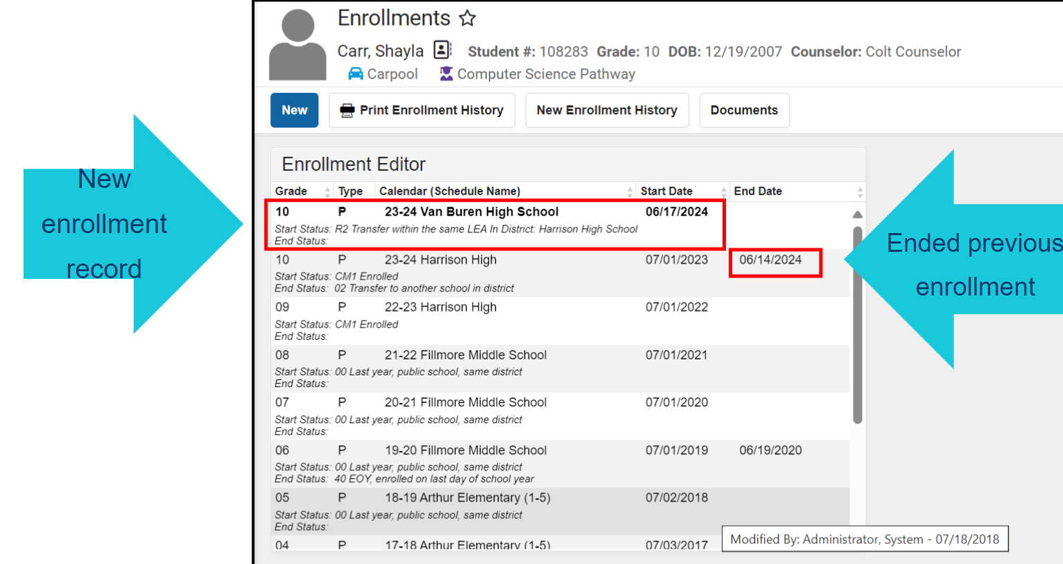 enrollment list