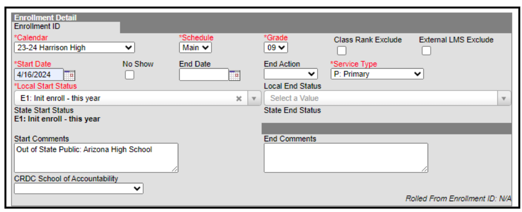 enrollment detail