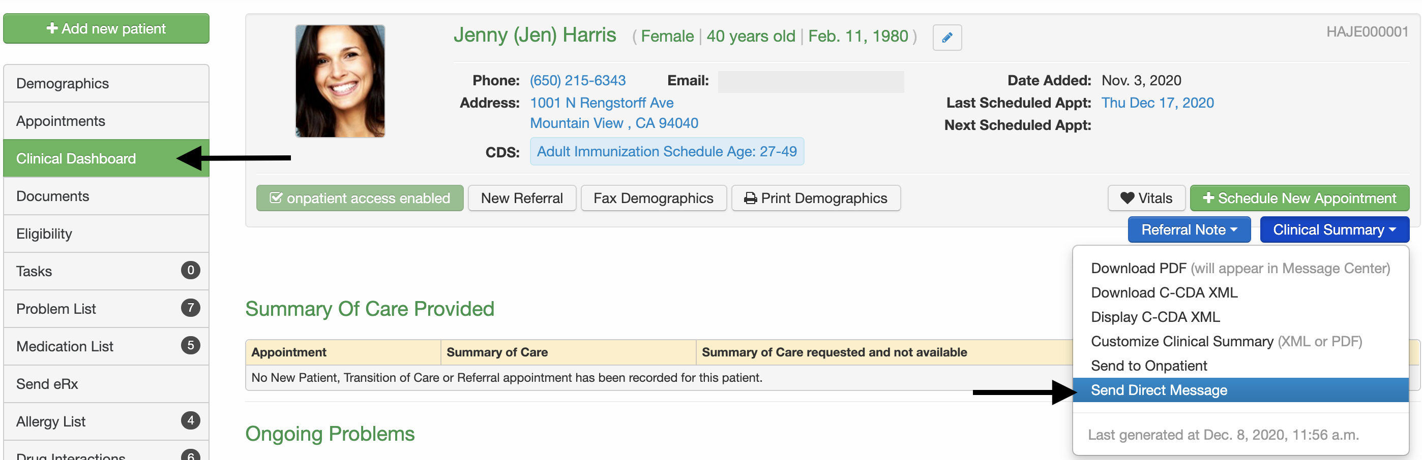 Chart_Clinical_Dashboard_send_summary_direct_message.png