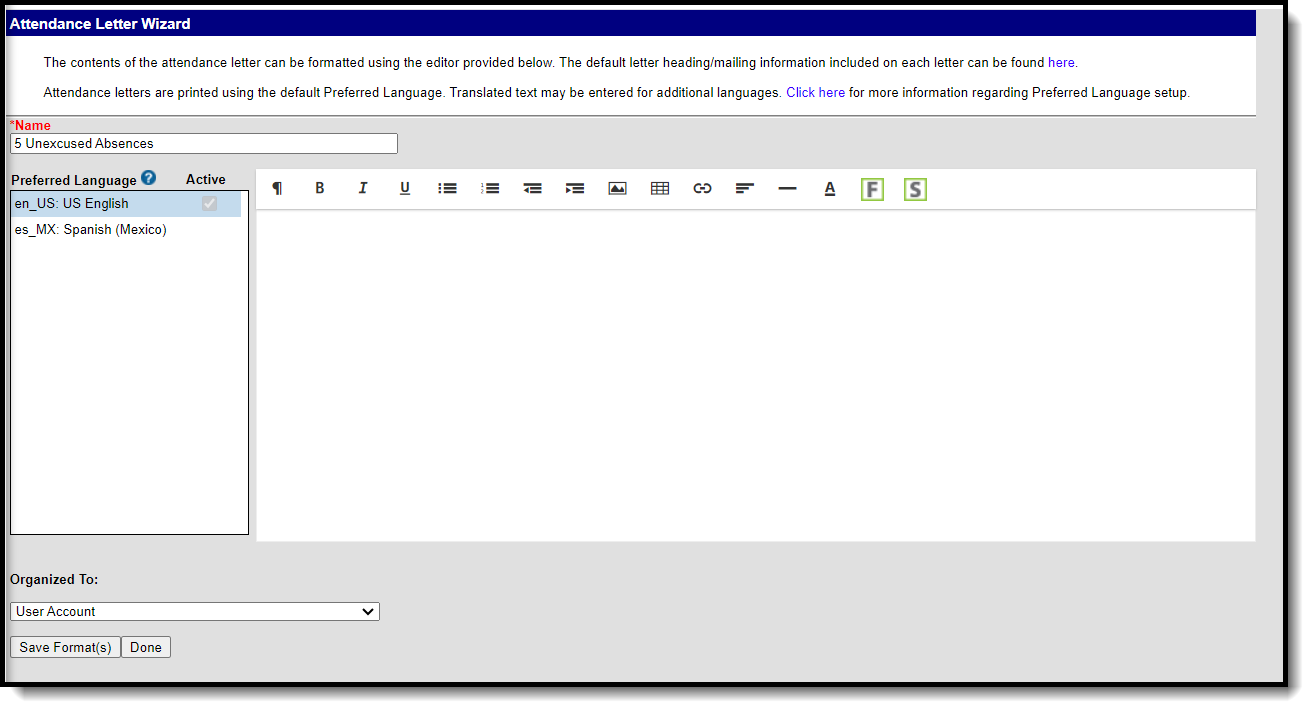 Screenshot of Creating the Letter Format.