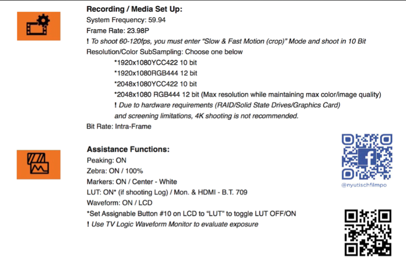 Page two of the C300 MK II Settings Card.