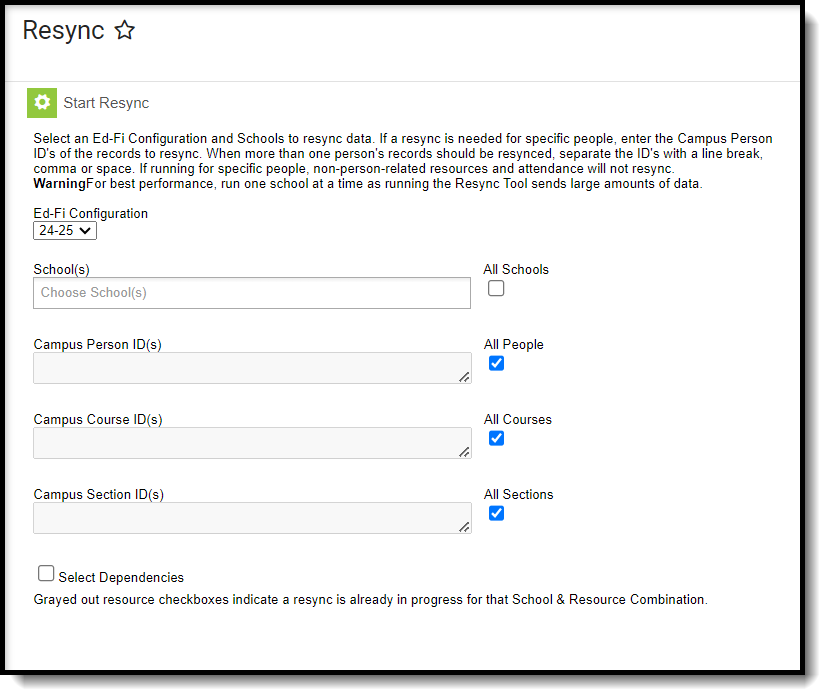 Screenshot of the Resync tool.