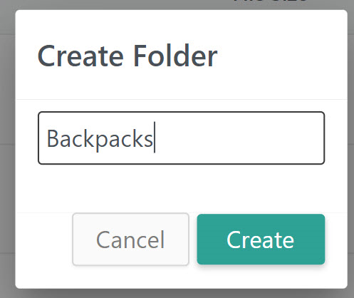 Pop-up to enter a name for a new folder