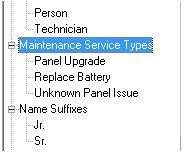 A list of maintenance service typesDescription automatically generated