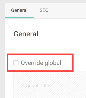 The override global toggle on product settings