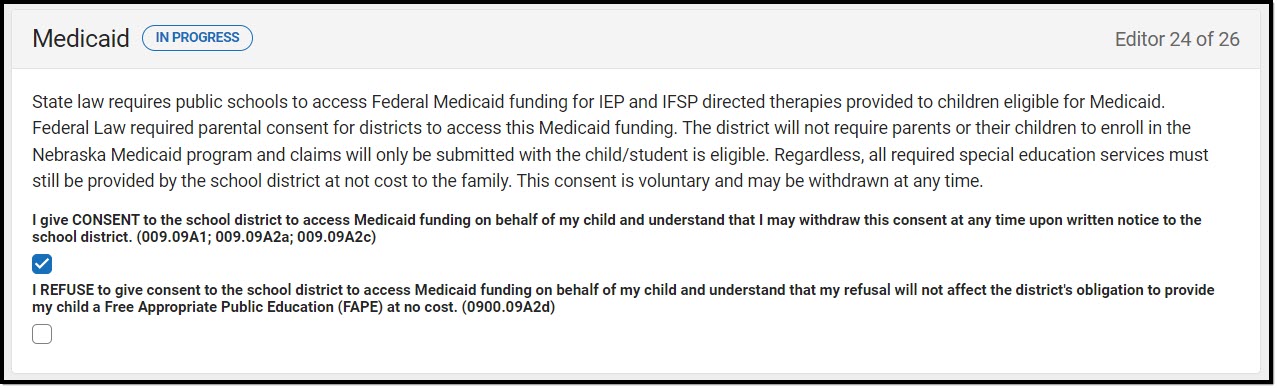 Screenshot of the Medicaid Editor on the Nebraska IEP.