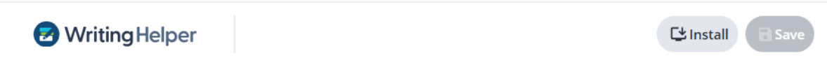 Writing Helper panel showing the Install button