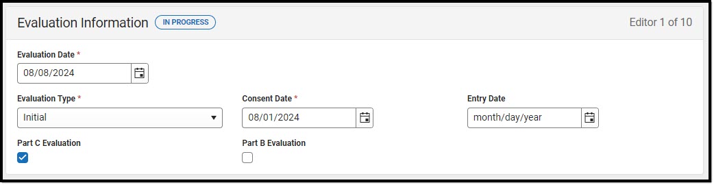 Screenshot of the Evaluation Information Editor.