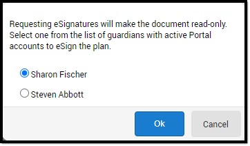 Screenshot of the Request eSignature Dialog.