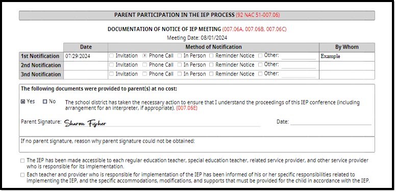 Screenshot of a completed eSignature line on the document.