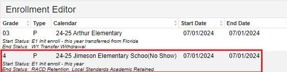 RtA 3rd retention no show current year record