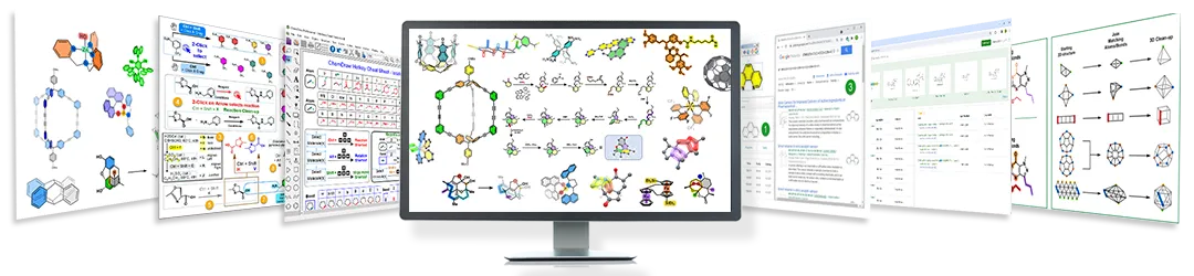 collage of example screenshots from chemdraw