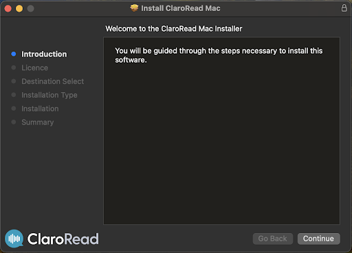 ClaroRead Mac installer screen