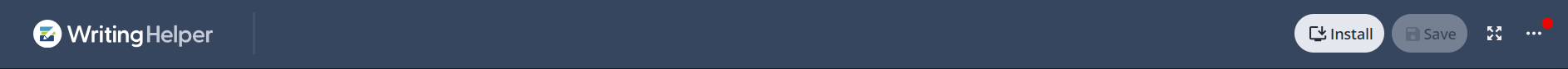 Writing Helper menu bar showing the Install button