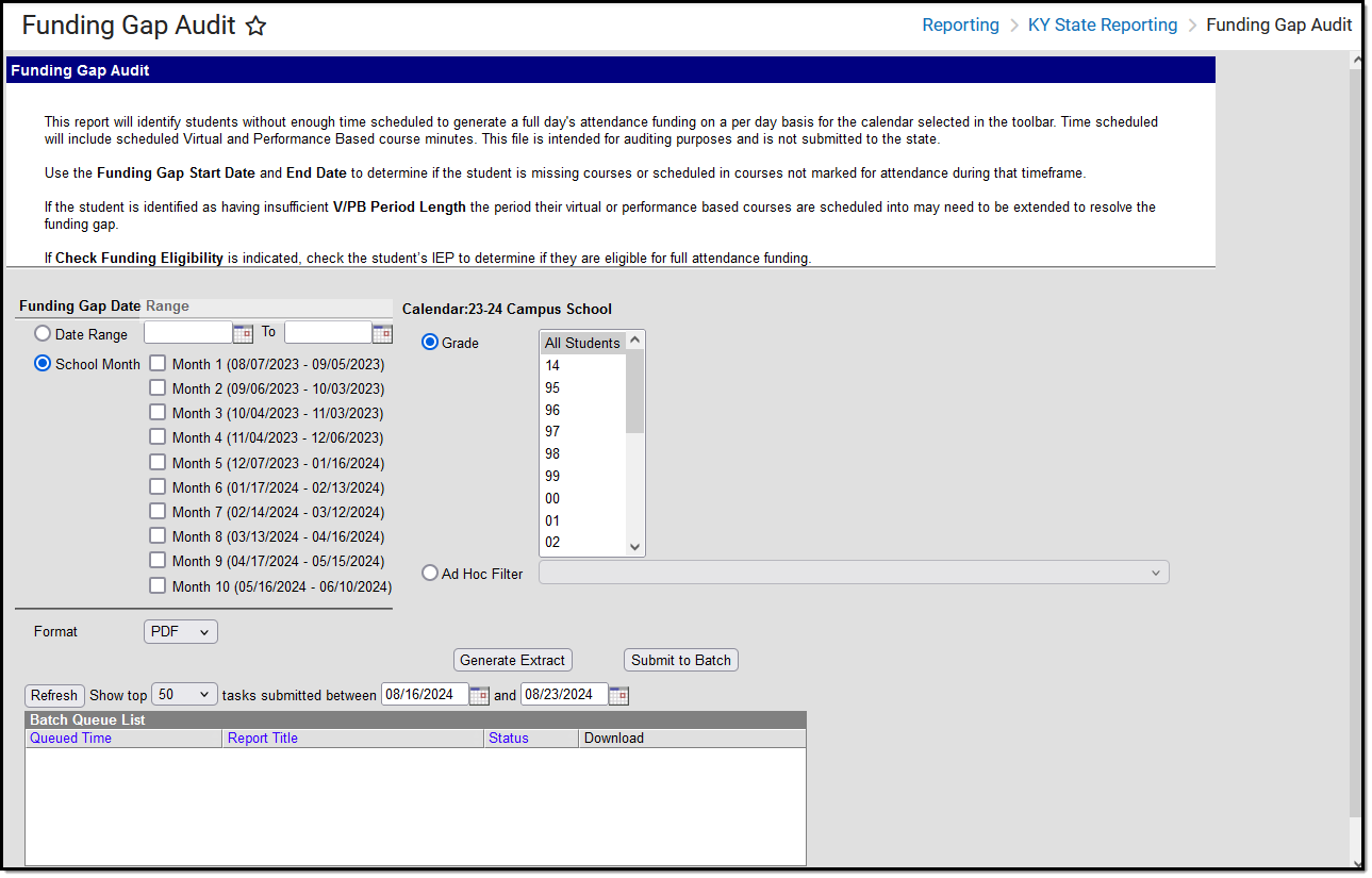 Screenshot of the Funding Gap Audit Editor