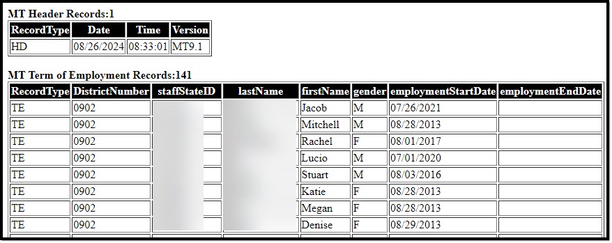 Screenshot of a Terms of Employment HTML Example.