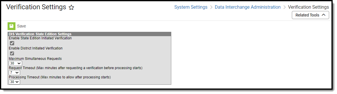 screenshot of the verification settings tool