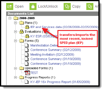 screenshot of locked SPED plan