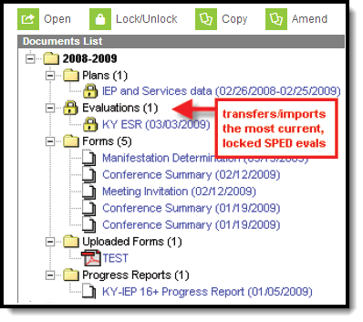 screenshot of the transferred evaluation