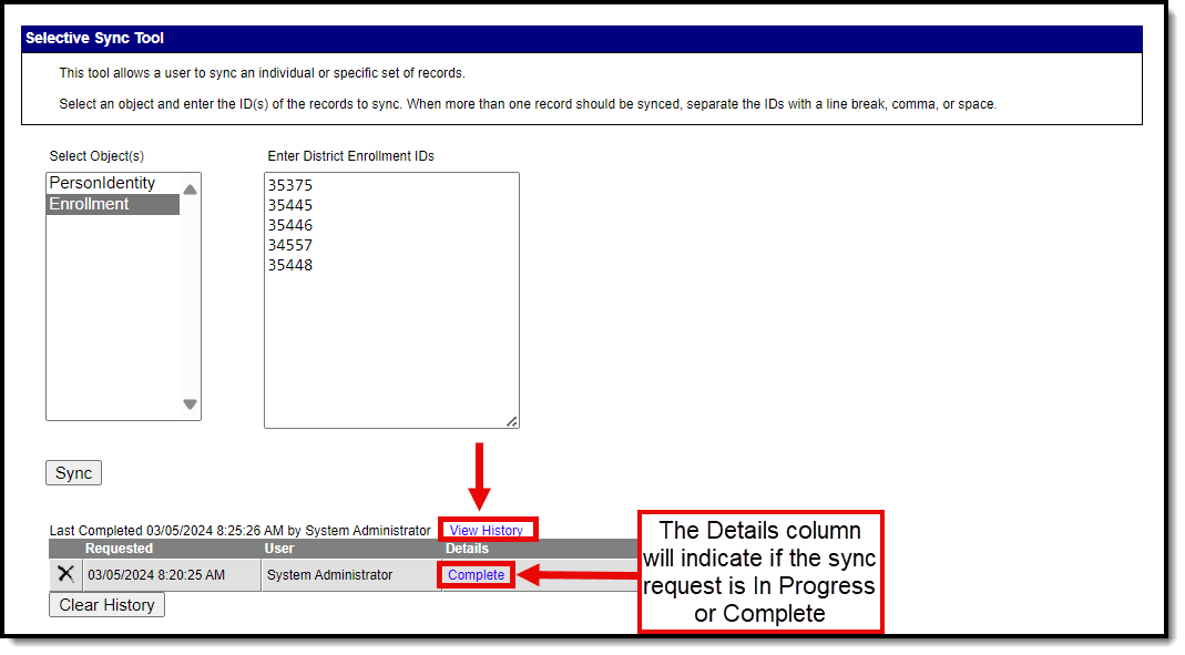 screenshot of viewing resync progress