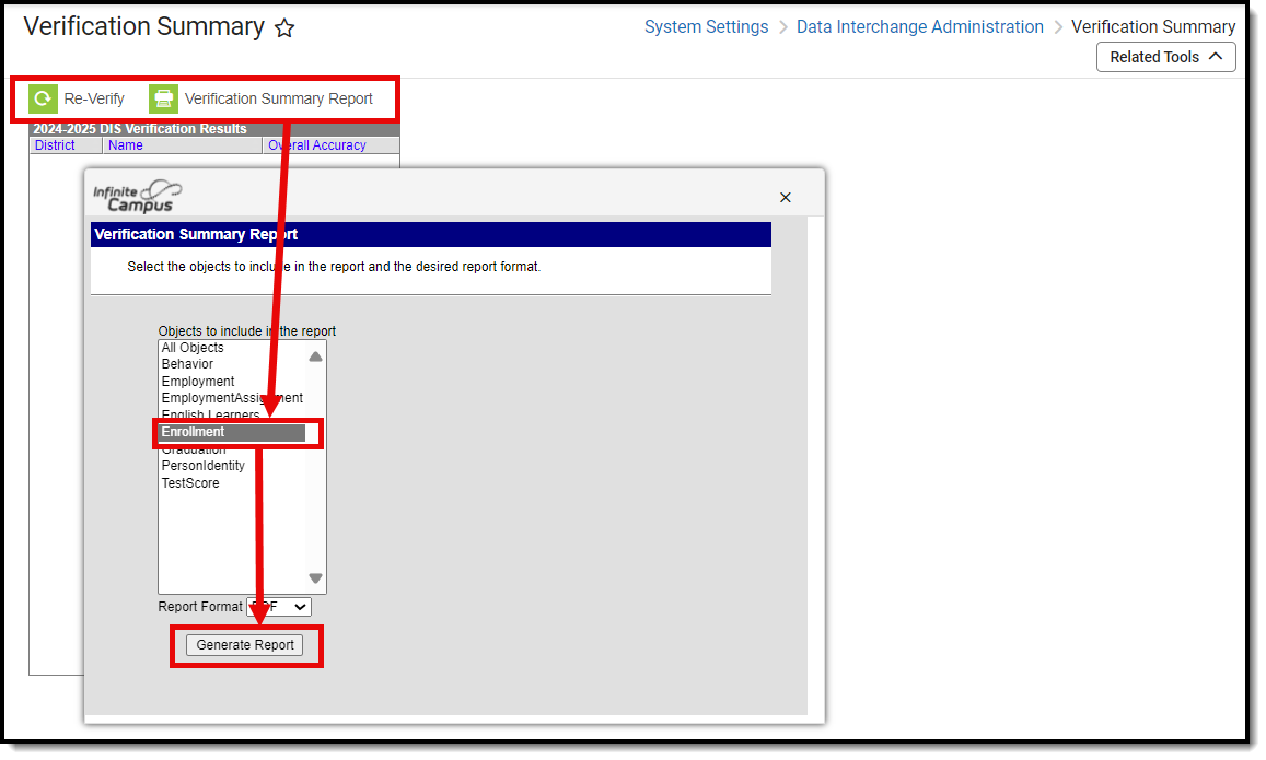 reverifying and viewing resynced enrollment data