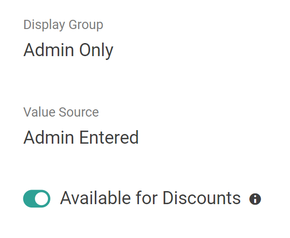 The Available for Discounts toggle in a B2B attribute