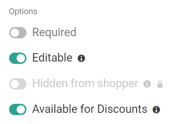 The Available for Discounts toggle in an Order attribute