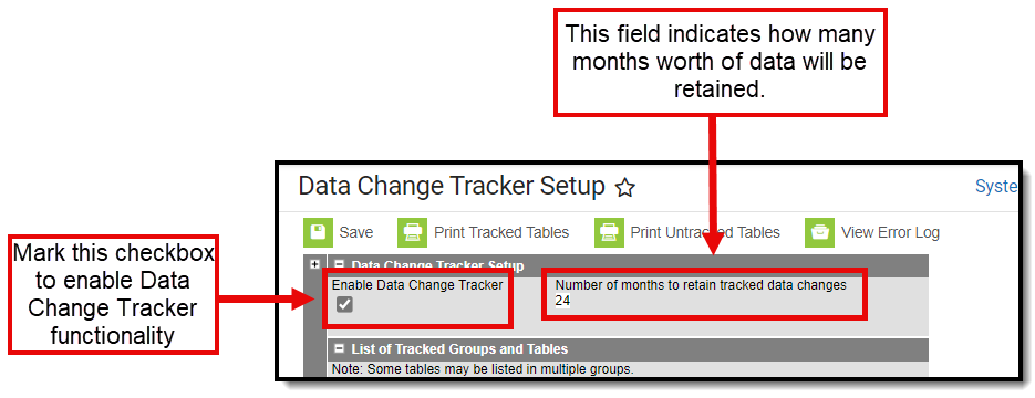 screenshot the enable checkbox and number of months for retained data