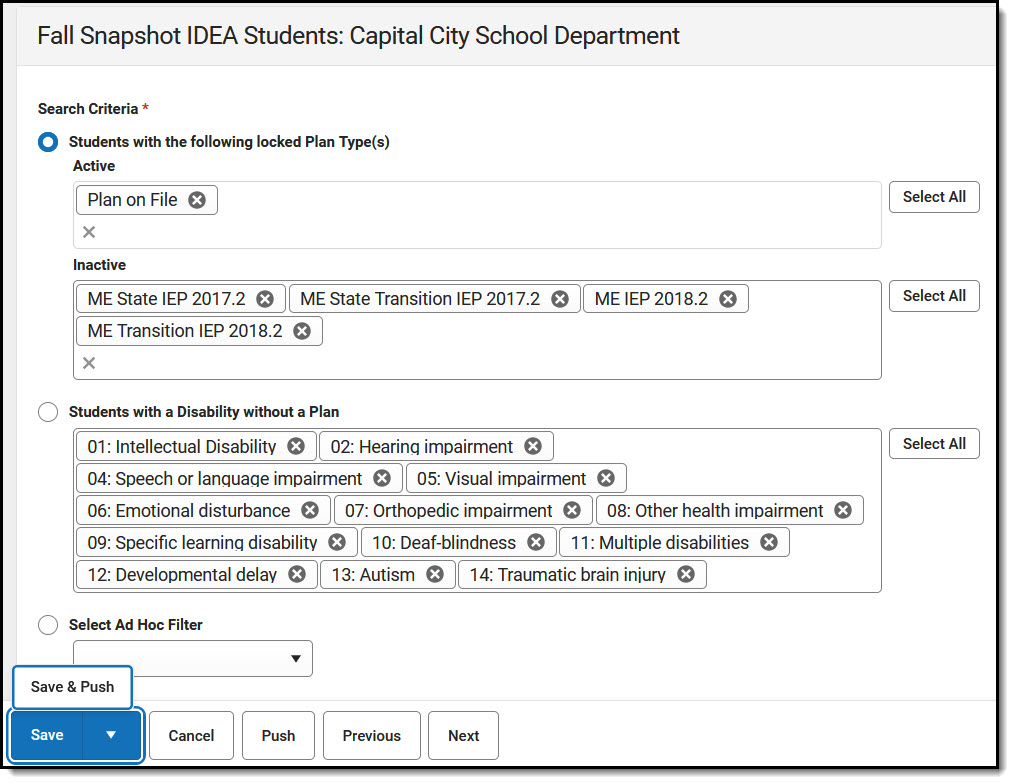 Image of example of Fall Snapshot IDEA student mappings.