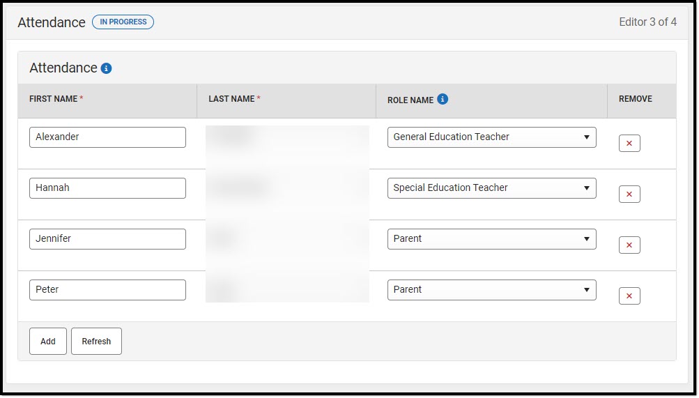 Screenshot of the Attendance Editor.