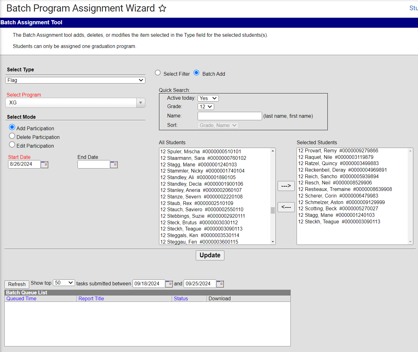 Batch Assignment Tool example