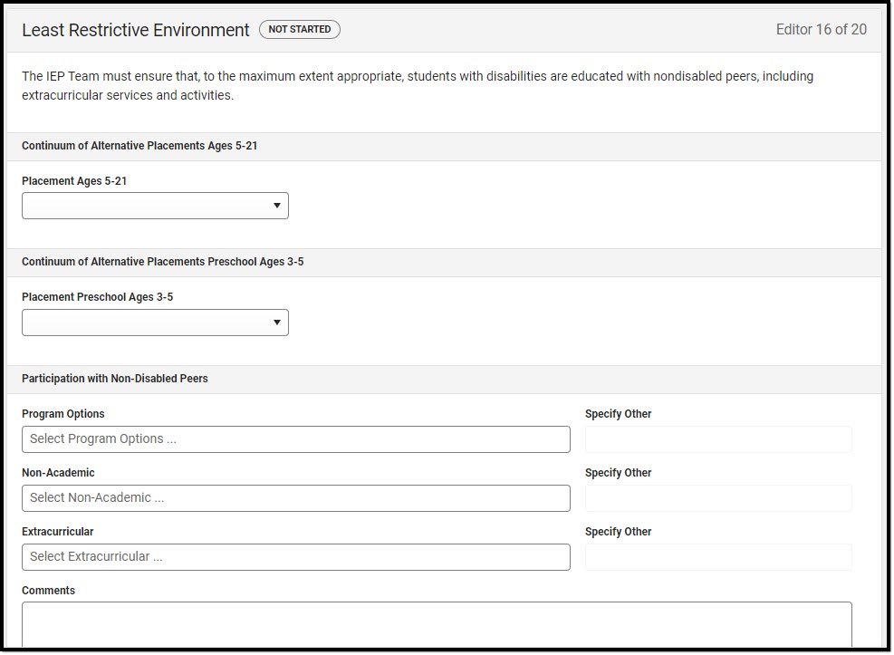 Screenshot of the Least Restrictive Environment Editor.