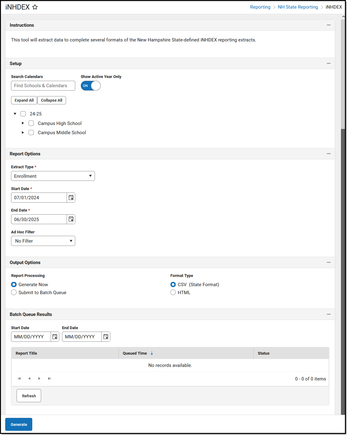 Screenshot of the iNHDEX Enrollment Editor.