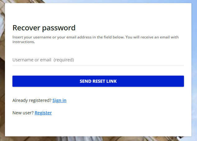 screenshot of a password recovery page asking for your college email