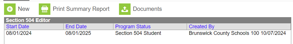 Section 504 program list