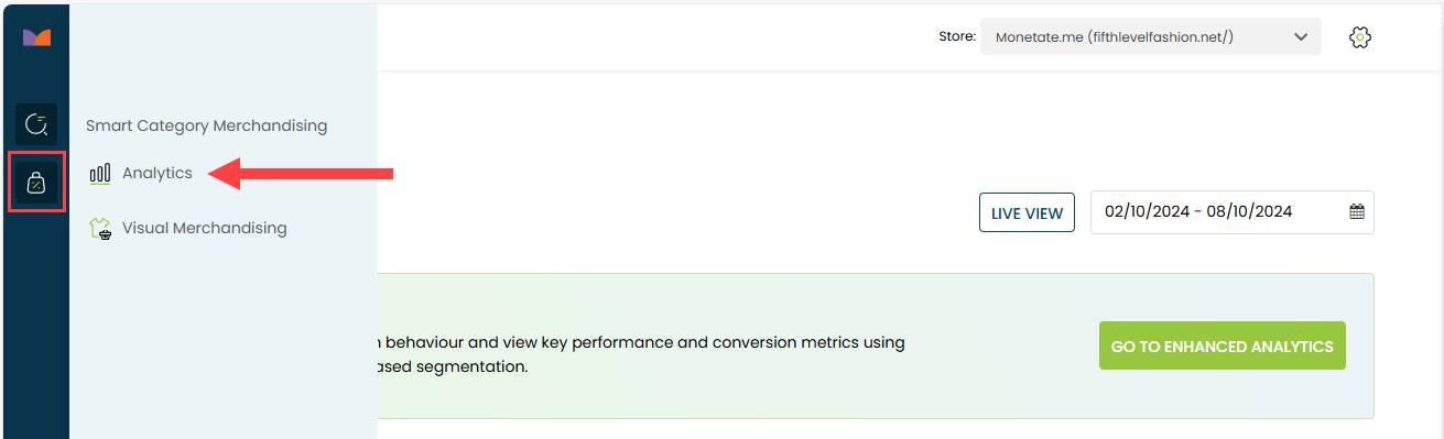 Location of Analytics for Category Pages.