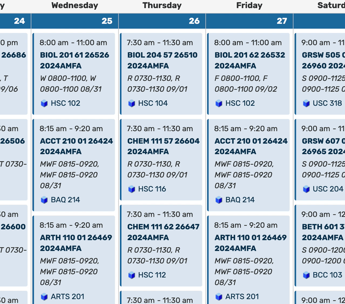 Animation showing hover and right-click functionality on a calendar event