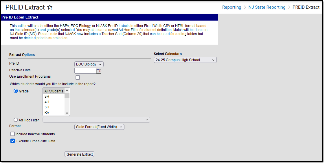 Screenshot of the Pre ID EOC Biology Editor