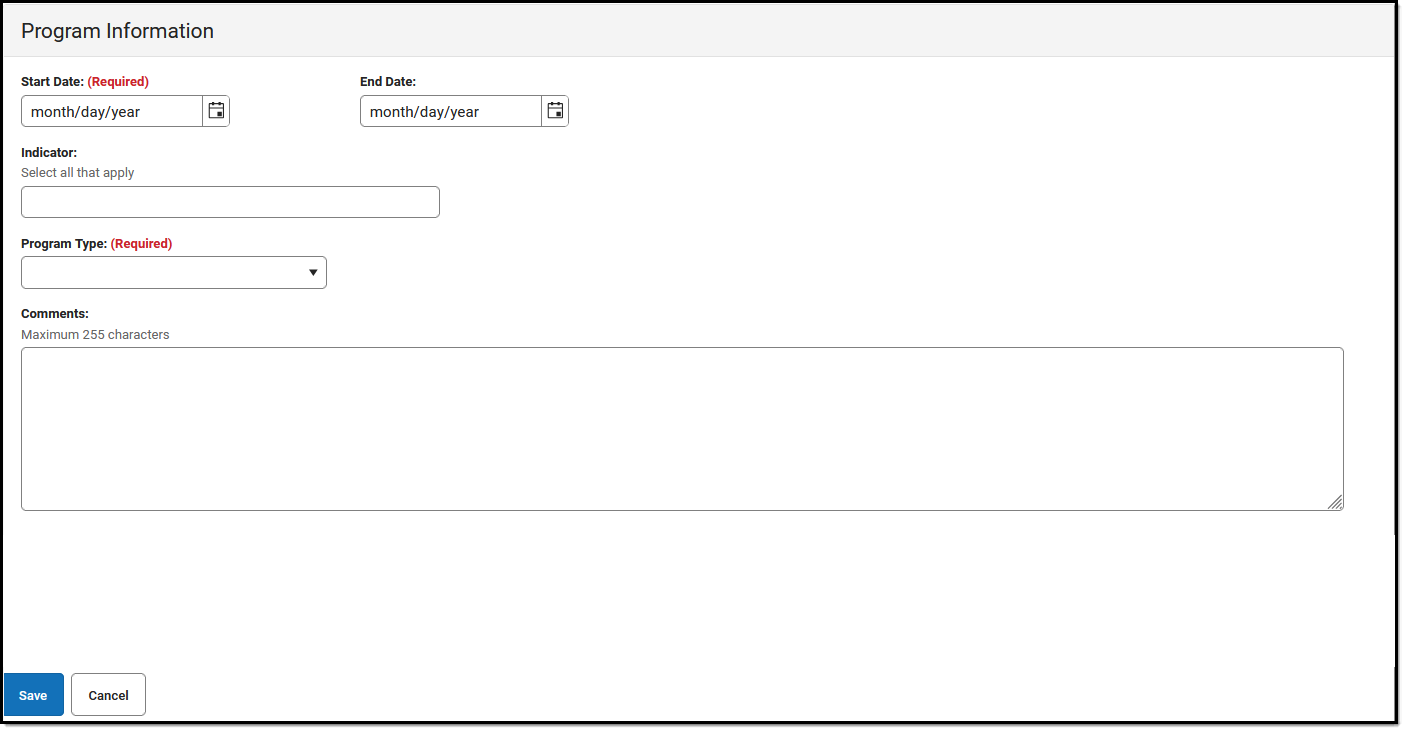 Screenshot of the ELO Program Information Editor.