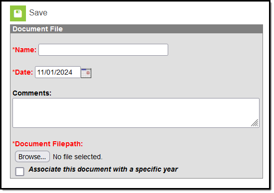 Screenshot of the BIE Documents Upload Editor