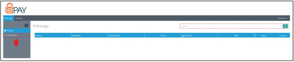 ePAY Portal, Locate Account/Department